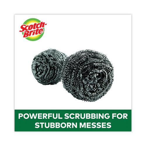 Image of Scotch-Brite® Metal Scrubbing Pads, 2.25 X 2.75, Silver, 3/pack, 8 Packs/carton
