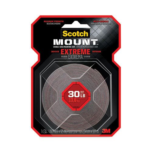 Image of Scotch® Extreme Mounting Tape, Holds Up To 30 Lbs, 1 X 60, Black
