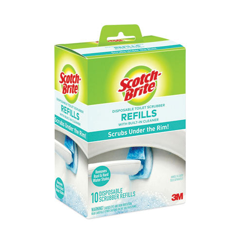 Image of Scotch-Brite® Disposable Toilet Scrubber Refill, Blue/white, 10/pack