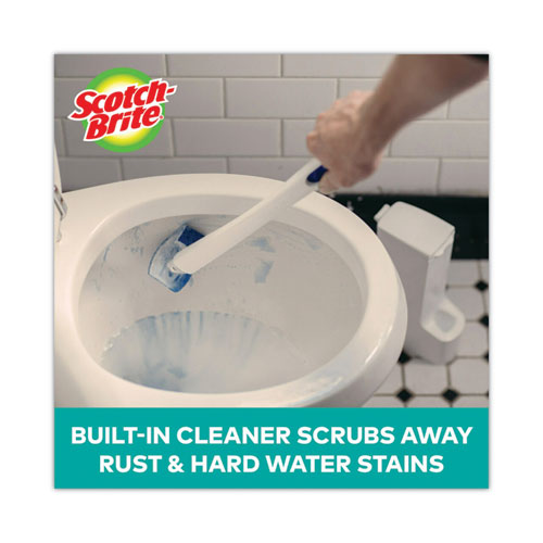 Image of Scotch-Brite® Toilet Scrubber Starter Kit, 1 Handle And 5 Scrubbers, White/Blue