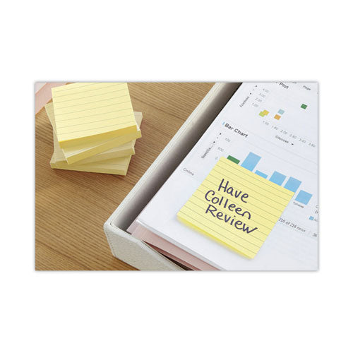 Image of Post-it® Notes Original Pads in Canary Yellow, Note Ruled, 4" x 4", 300 Sheets/Pad