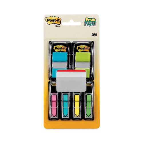 Image of Post-it® Flags Page Flag Value Pack, Assorted, 96 0.5" Arrow, 100 1" Flags, 12 2" Filing Tabs