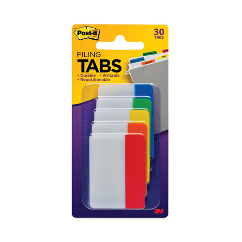 Image of Post-it® Tabs Solid Color Tabs, 1/5-Cut, Assorted Colors, 2" Wide, 30/Pack