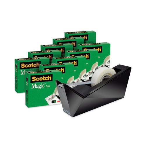 Image of Scotch® Magic Tape Desktop Dispenser Value Pack, 1" Core, 0.75" X 83.33 Ft, Clear, 10/pack