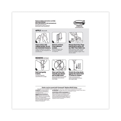 Image of Command General Purpose Hooks, Medium, Metal, White, 2 lb Capacity, 35 Hooks and 40 Strips/Pack