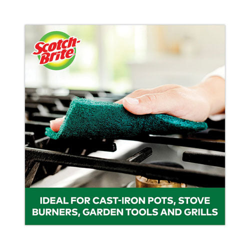 Image of Scotch-Brite® Heavy-Duty Scouring Pad, 3.8 X 6, Green, 5/carton