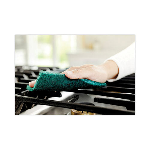 Image of Scotch-Brite® Heavy-Duty Scouring Pad, 3.8 X 6, Green, 5/carton