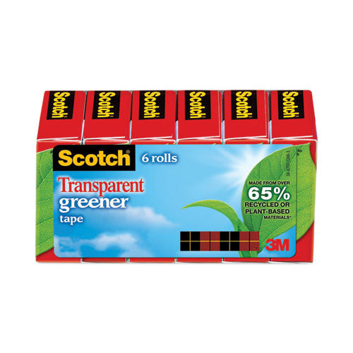 Image of Scotch® Transparent Greener Tape, 1" Core, 0.75" X 75 Ft, Transparent, 6/pack
