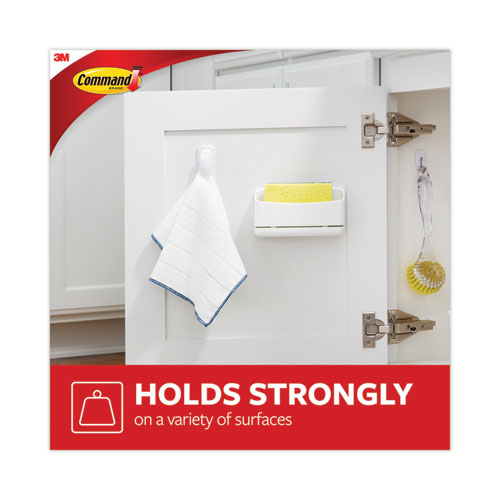 Image of Command Spring Hook, Plastic, White, 0.25 lb Capacity, 1 Hook and 2 Strips/Pack