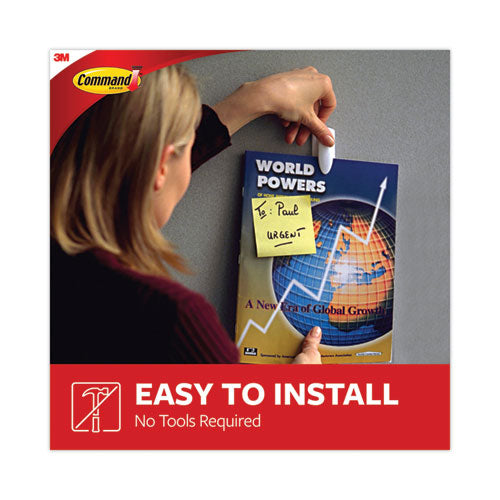 Image of Command Spring Hook, Plastic, White, 0.25 lb Capacity, 1 Hook and 2 Strips/Pack