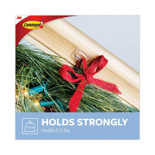 Image of Command Clear Hooks and Strips, Mini, Plastic, 0.5 lb Capacity, 18 Hooks and 24 Strips/Pack