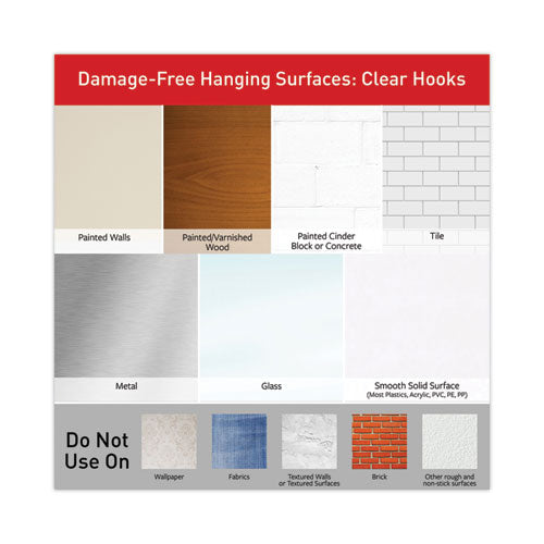Image of Command Clear Hooks and Strips, Mini, Plastic, 0.5 lb Capacity, 18 Hooks and 24 Strips/Pack