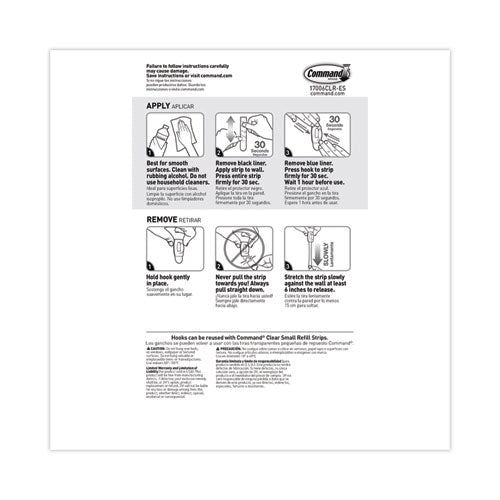 Image of Command Clear Hooks and Strips, Mini, Plastic, 0.5 lb Capacity, 18 Hooks and 24 Strips/Pack