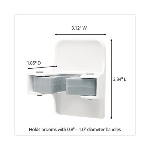Image of Command Broom Gripper, 3.12w x 1.85d x 3.34h, White/Gray, 6 Grippers/16 Strips/Pack