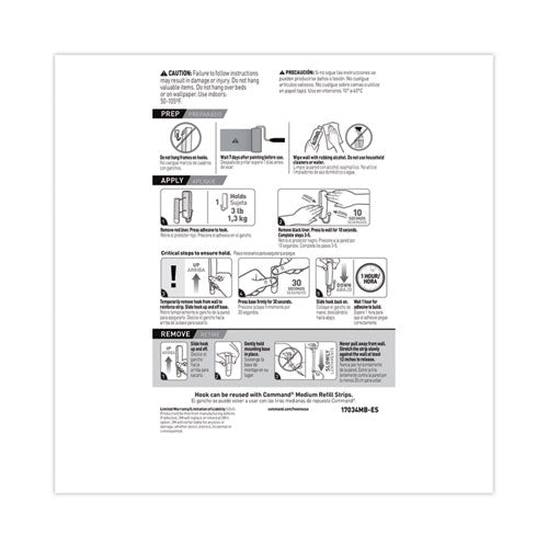 Image of Command Decorative Hooks, Medium, Metal, Brushed Nickel, 3 lb Capacity, 2 Hooks and 4 Strips/Pack