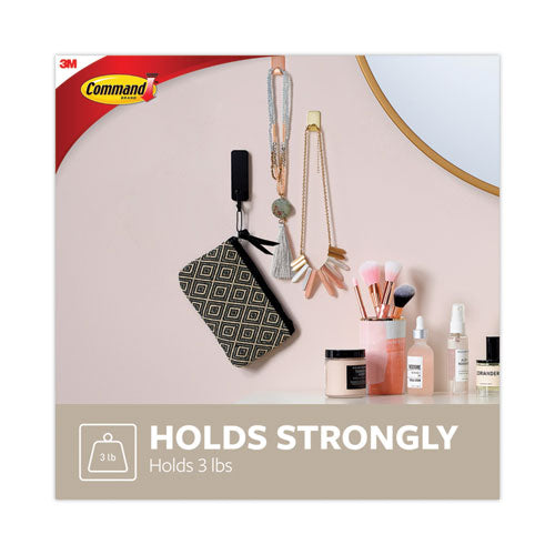 Image of Command Decorative Hooks, Medium, Plastic, Matte Black, 3 lb Capacity, 2 Hooks and 4 Strips/Pack