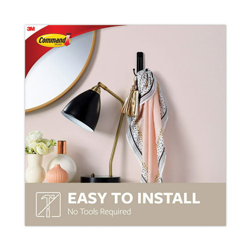Image of Command Adhesive Mount Metal Hook, Large, Double Hook, Matte Black Finish, 4 lb Capacity, 1 Hook and 1 Strip/Pack