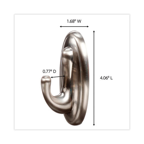 Image of Command Decorative Hooks, Traditional, Large, Plastic, Silver, 5 lb Capacity, 1 Hook and 2 Strips/Pack