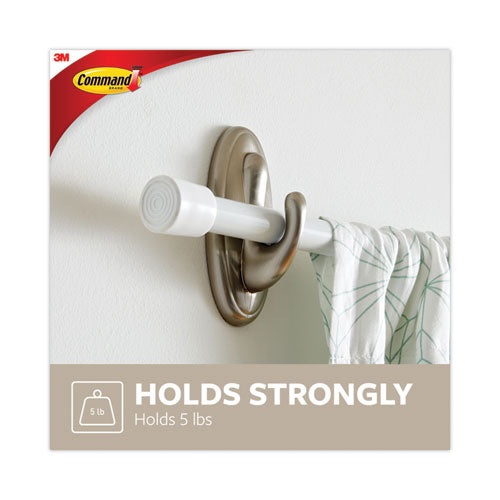 Image of Command Decorative Hooks, Traditional, Large, Plastic, Silver, 5 lb Capacity, 1 Hook and 2 Strips/Pack