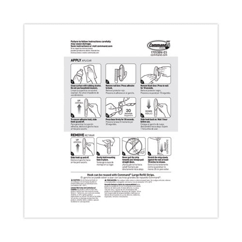 Image of Command Decorative Hooks, Traditional, Large, Plastic, Silver, 5 lb Capacity, 1 Hook and 2 Strips/Pack