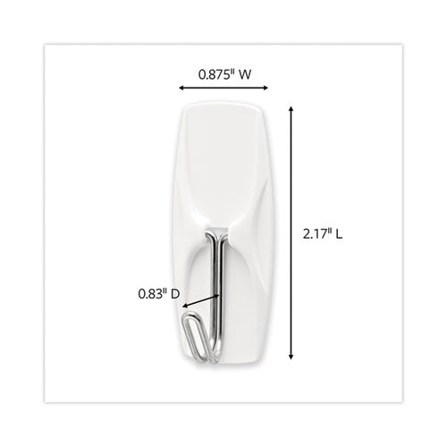 Image of Command General Purpose Hooks, Medium, Metal, White, 2 lb Capacity, 35 Hooks and 40 Strips/Pack