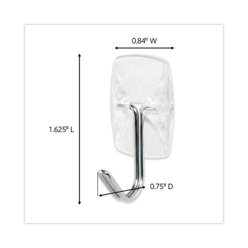 Image of Command Clear Hooks and Strips, Small, Plastic/Metal, 0.5 lb Capacity, 40 Hooks and 48 Strips/Pack