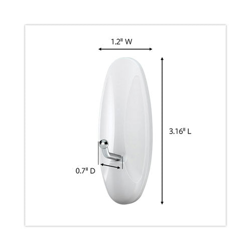 Image of Command General Purpose Wire Hooks, Medium, Metal, White, 3 lb Capacity, 2 Hooks and 4 Strips/Pack