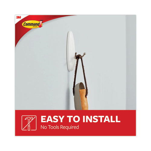 Image of Command General Purpose Wire Hooks, Medium, Metal, White, 3 lb Capacity, 2 Hooks and 4 Strips/Pack
