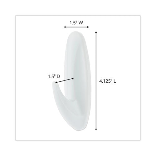 Image of Command Designer Hooks, Large, Plastic, White, 5 lb Capacity, 16 Hooks and 24 Strips/Pack