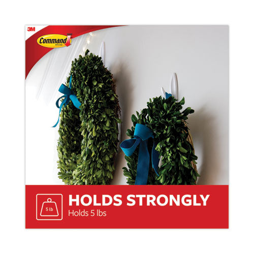 Image of Command Designer Hooks, Large, Plastic, White, 5 lb Capacity, 16 Hooks and 24 Strips/Pack