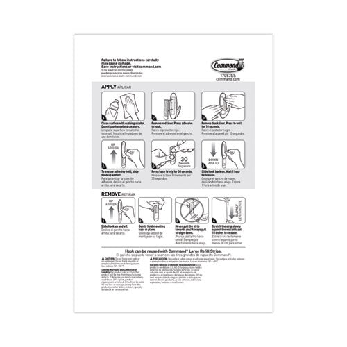 Image of Command Designer Hooks, Large, Plastic, White, 5 lb Capacity, 16 Hooks and 24 Strips/Pack