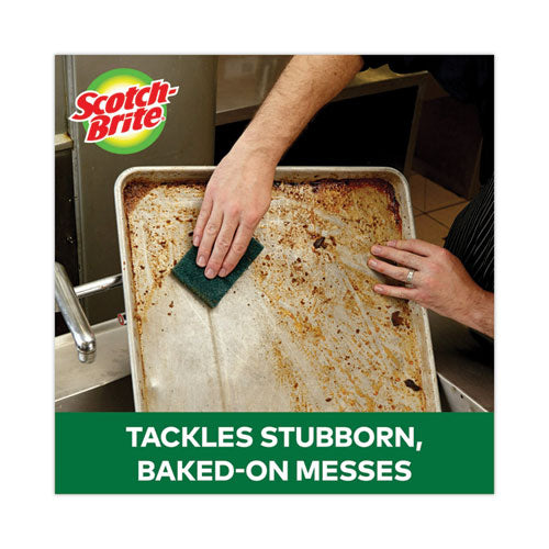 Image of Scotch-Brite® Heavy-Duty Scour Pad, 3.8 X 6, Green, 10/carton