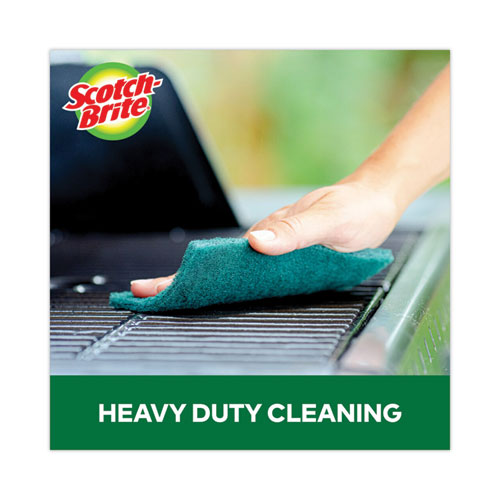 Image of Scotch-Brite® Heavy-Duty Scour Pad, 3.8 X 6, Green, 10/carton