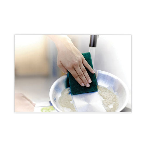 Image of Scotch-Brite® Heavy-Duty Scour Pad, 3.8 X 6, Green, 10/carton