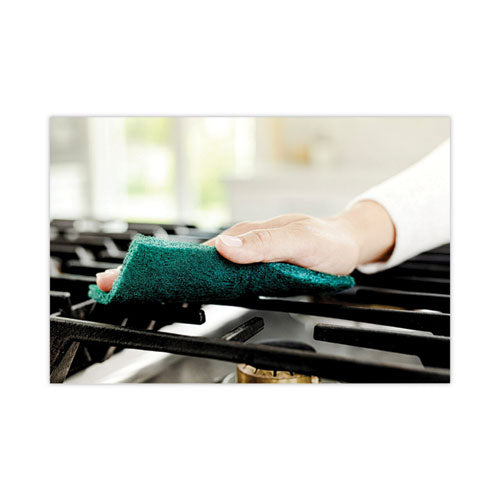 Image of Scotch-Brite® Heavy-Duty Scour Pad, 3.8 X 6, Green, 10/carton