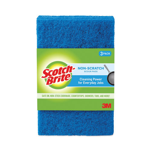 Image of Scotch-Brite® Non-Scratch Scour Pads, Size 3 X 6, Blue, 10/carton