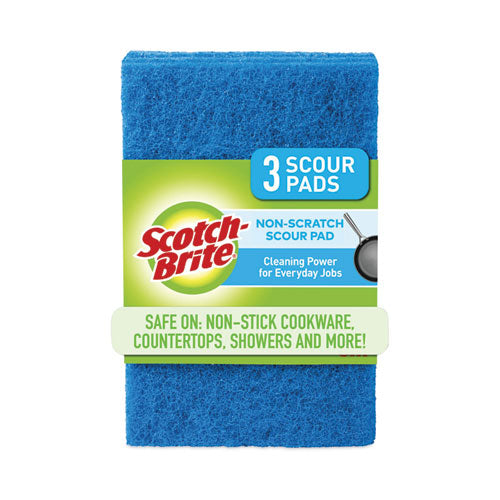 Image of Scotch-Brite® Non-Scratch Scour Pads, Size 3 X 6, Blue, 10/carton