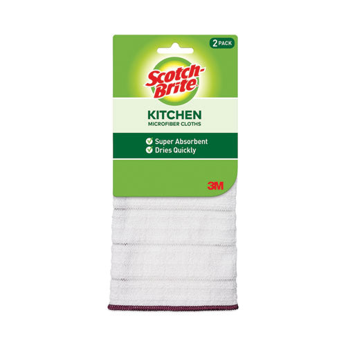 Image of Scotch-Brite Kitchen Cleaning Cloth, Microfiber, 11.4 x 12.4, White, 2/Pack, 12 Packs/Carton