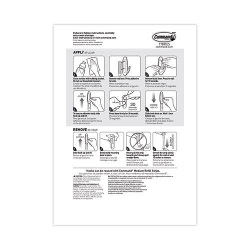 Image of Command Designer Hooks, Medium, Plastic, White, 3 lb Capacity, 6 Hooks and 12 Strips/Pack