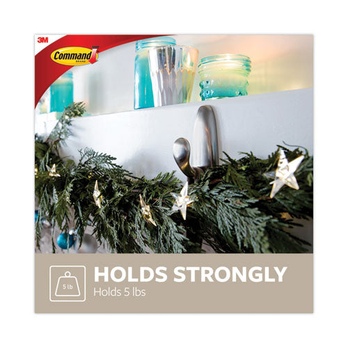 Image of Command Adhesive Mount Metal Hook, Large, Brushed Nickel Finish, 5 lb Capacity, 2 Hooks and 4 Strips/Pack