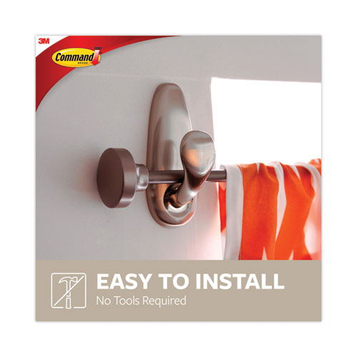 Image of Command Adhesive Mount Metal Hook, Large, Brushed Nickel Finish, 5 lb Capacity, 2 Hooks and 4 Strips/Pack