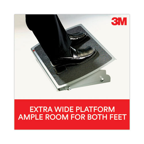 Image of 3M Adjustable Steel Footrest, Nonslip Surface, 22w x 14d x 4 to 4.75h, Black/Charcoal