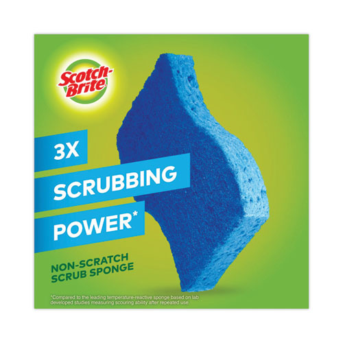 Image of Scotch-Brite® Non-Scratch Multi-Purpose Scrub Sponge, 4.4 X 2.6, 0.8" Thick, Blue, 3/pack