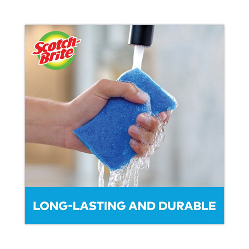 Image of Scotch-Brite® Non-Scratch Multi-Purpose Scrub Sponge, 4.4 X 2.6, 0.8" Thick, Blue, 3/pack