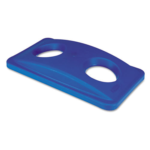 Image of Rubbermaid® Commercial Lid For Slim Jim Bottle Recycling Container, 20.38w X 11.38d X 2.75h, Blue