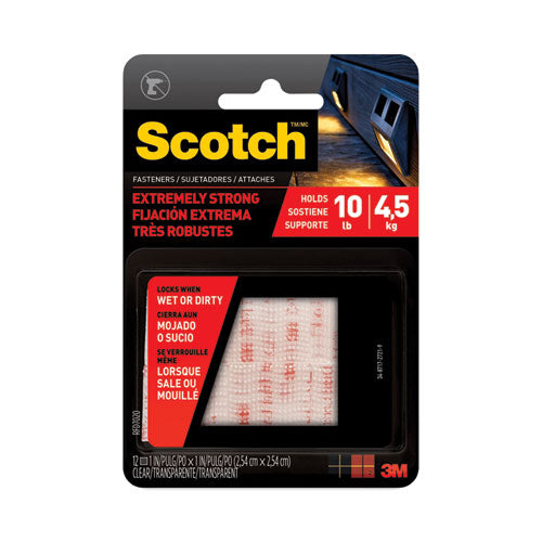 Image of Scotch Extreme Fasteners, 1" X 1", White, 6/pack