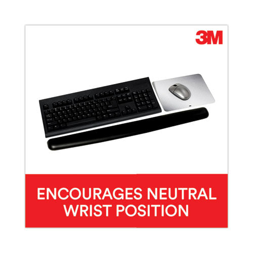 Image of 3M Antimicrobial Gel Thin Keyboard Wrist Rest, Extended Length, 25 x 2.5, Black