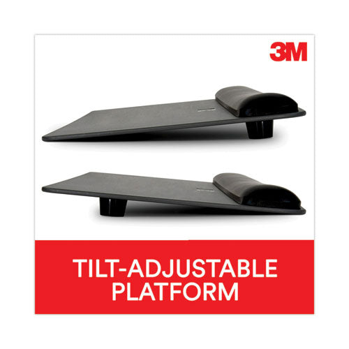 Image of 3M Antimicrobial Gel Mouse Pad/Keyboard Wrist Rest Platform, 25.5 x 10.6, Black/Silver