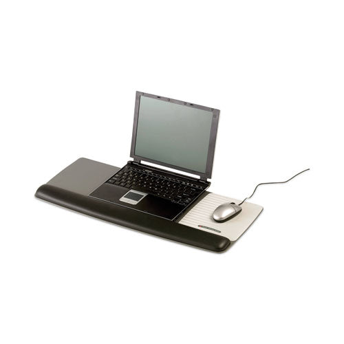 Image of 3M Antimicrobial Gel Mouse Pad/Keyboard Wrist Rest Platform, 25.5 x 10.6, Black/Silver