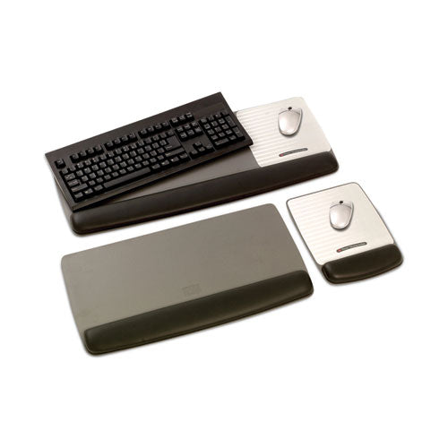 Image of 3M Antimicrobial Gel Mouse Pad/Keyboard Wrist Rest Platform, 25.5 x 10.6, Black/Silver